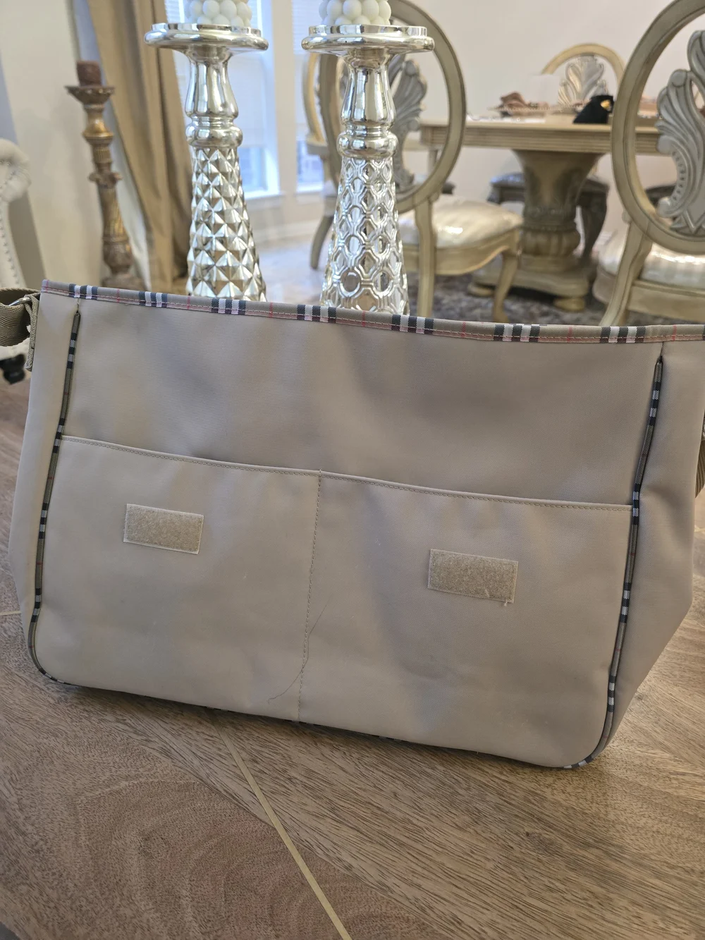 Burberry Beige Messenger Bag with Check Trim